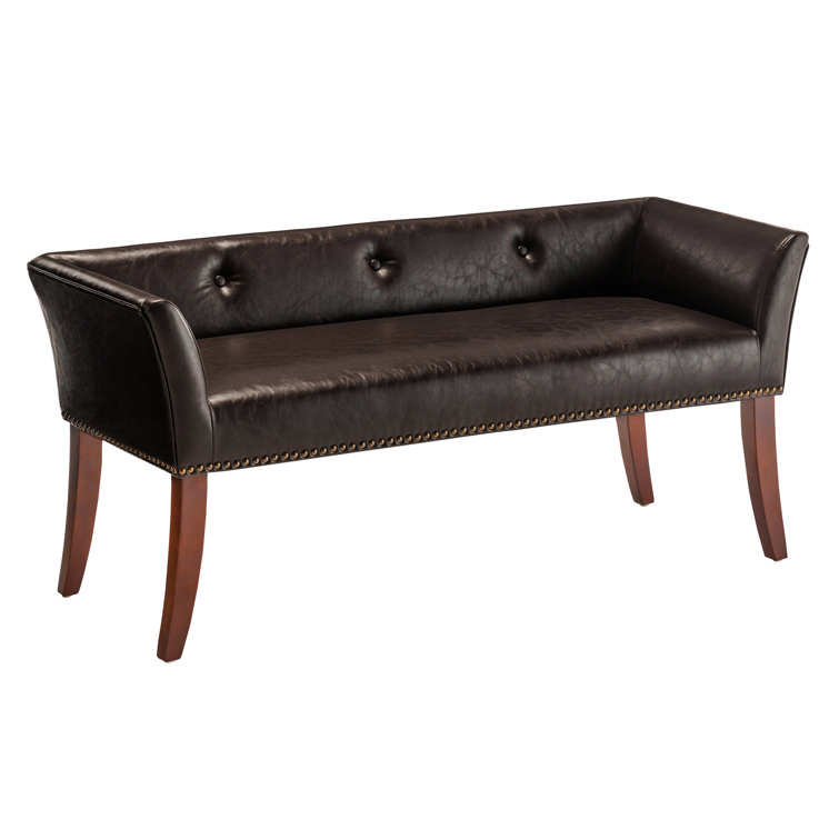 Faux leather entryway deals bench